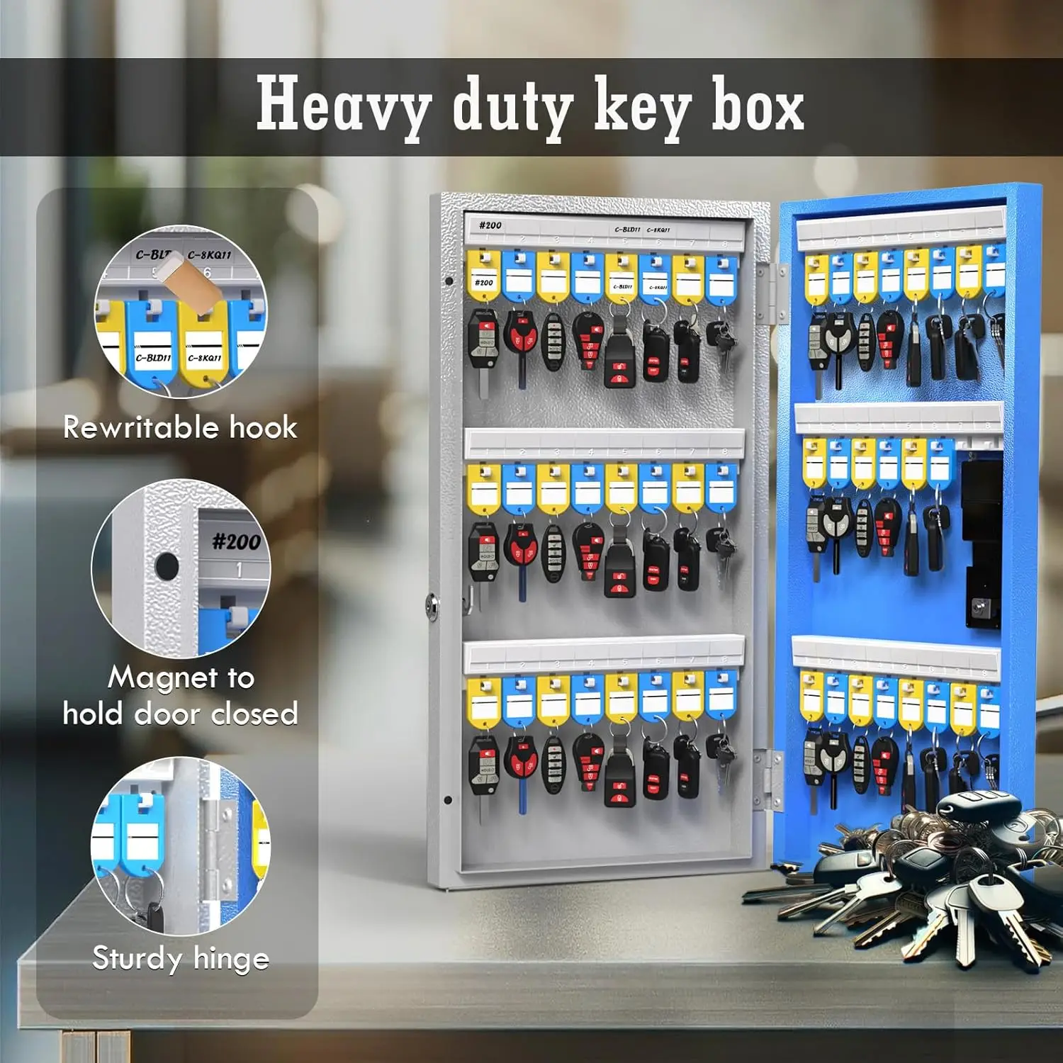 WeHere 48 Key Lock Box, Intelligent Wall Mounted Key Storage Cabinet,OTP/APP Bluetooth/fixed Code Unlocking Key Management Safe