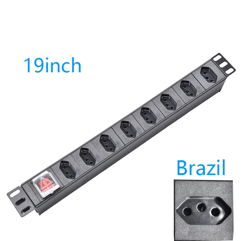 

Network Cabinet PDU Power Strip Brazil 3Pin Plug Socket 8Ways Power Distribution Unit With switch 1.8M extension cord