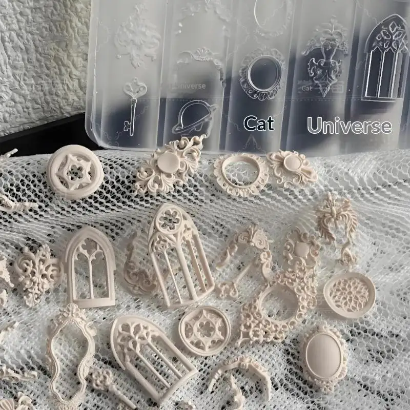 New·3D Silicone Nail Art Mold European Style Retro Patterns Candlestick Candle Design Decor DIY Transparent Manicure Template·