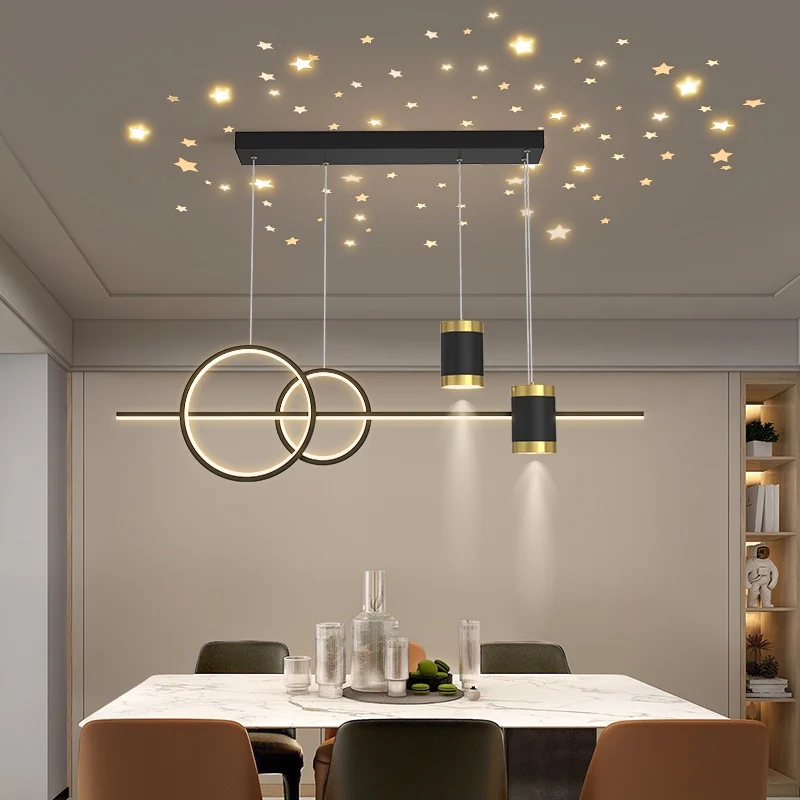 

Modern New LED Pendant Lights Luxury Dining Room Lamp Gold Black Creative Starry Decoracion Kitchen Dining Table Bar Chandeliers