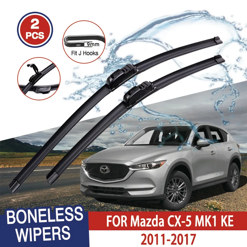 

For Mazda CX 5 CX-5 MK1 KE 2011-2017 Car Windshield Wiper U-type Soft Rubber Frameless Bracketless Car Wipers 24"+18"