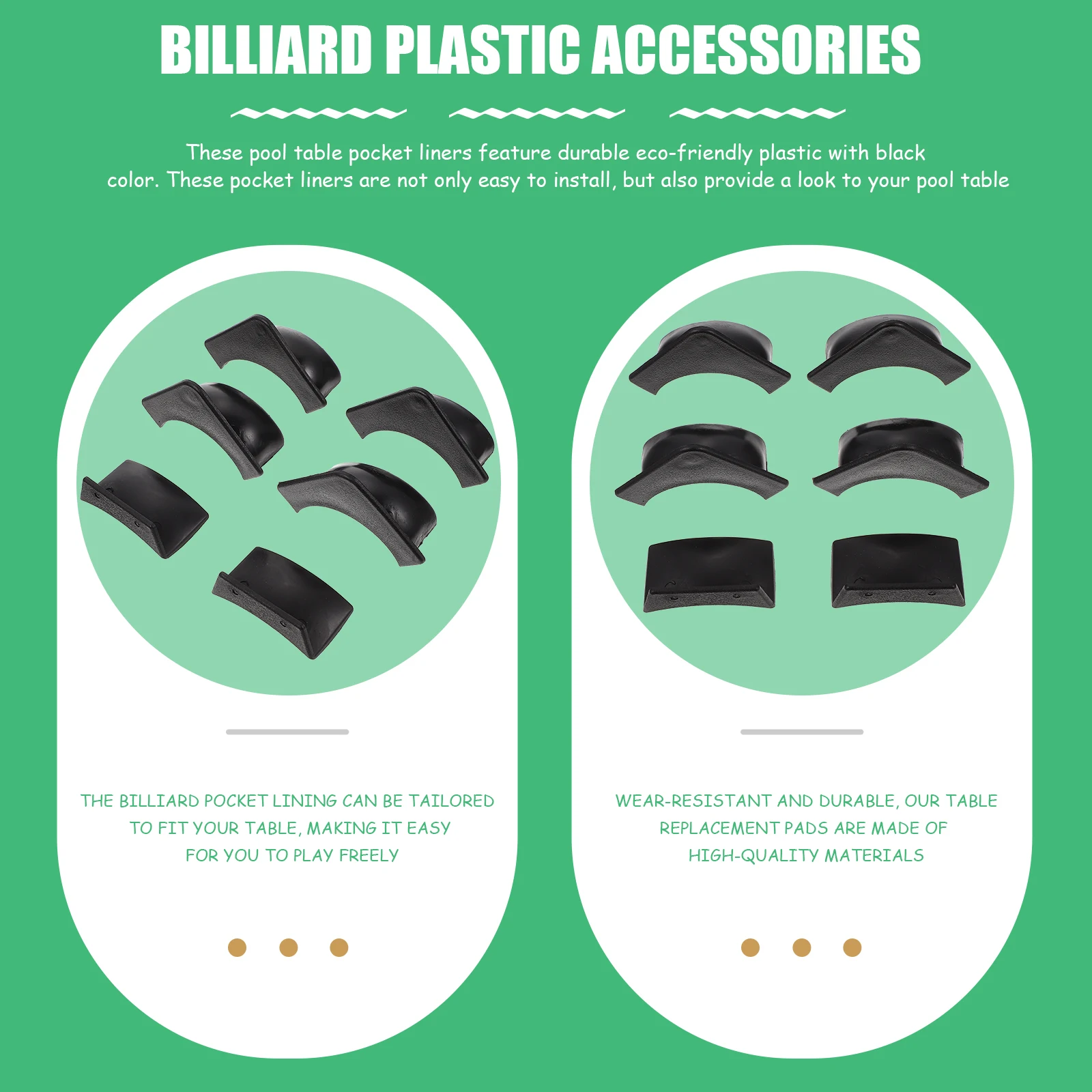 

2Sets Billiard Table Liners Kit Versatile Fit Most Tables Easy to Use Replace Worn Linings Black Pocket Liner for Pool Table