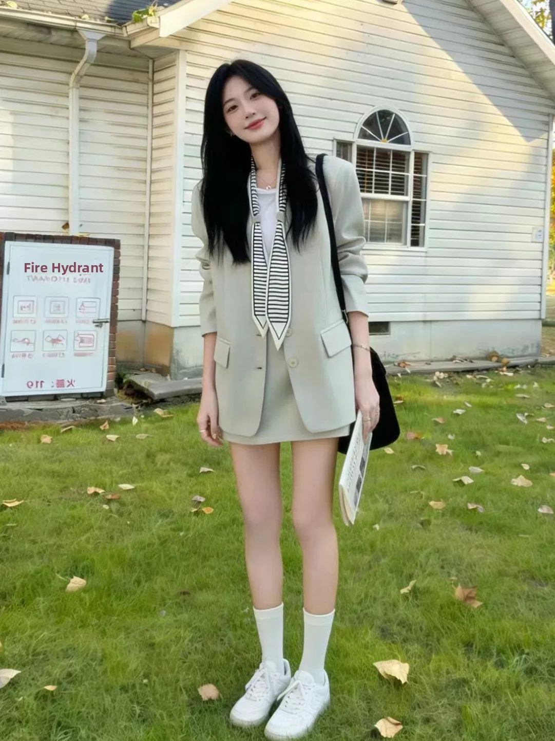 

Fashionable Long Sleeve Suit Jacket Women's Spring 2026 New Style Slimming Versatile Short Skirt Elegance Set Trendy