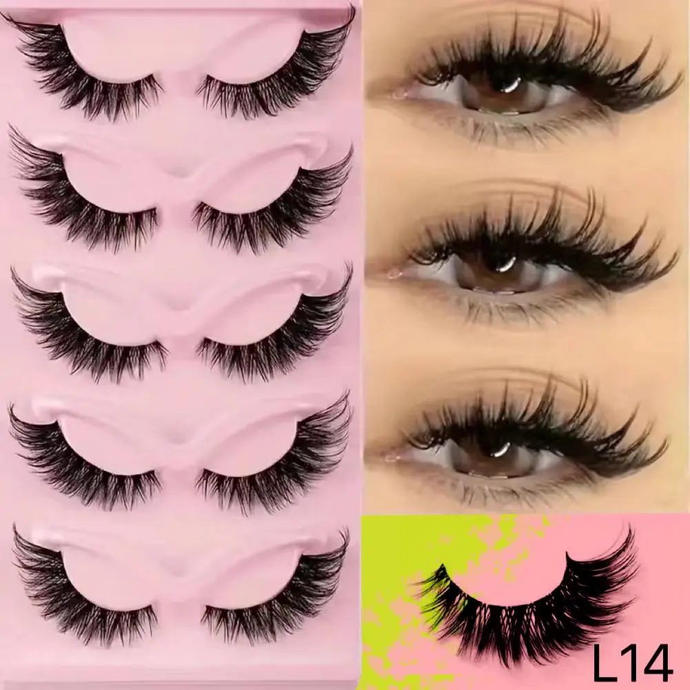 5 pares de pestañas de ojo de gato, tira completa gruesa y esponjosa, herramienta de extensión de pestañas postizas, pestañas DIY, maquillaje Individual K6Z3