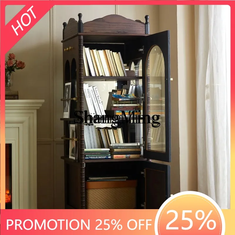 

CL retro rotating storage cabinet with glass door corner magazine cabinet display cabinet