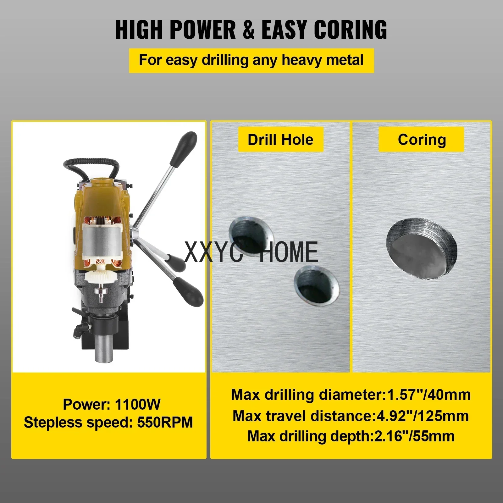 TAO MD40 40mm Magnetic Drill Press 1100W Height Adjustable Electric Bench Drilling Rig Machine for Engineering Steel Structure
