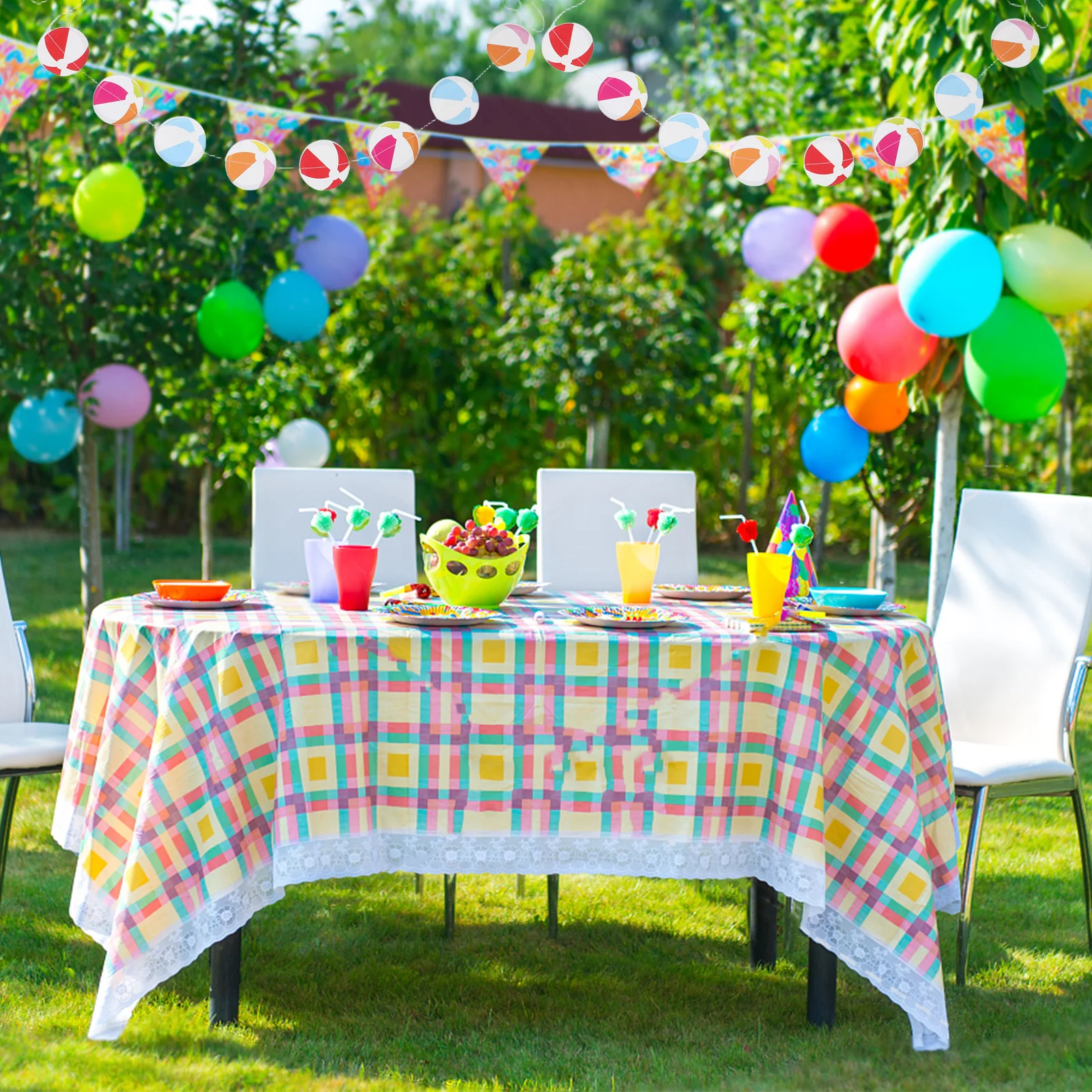 

4Pcs Pool Party Decorations Volleyball Themed Hanging Banner for Beach Birthday Tropical Gathering Outdoor Indoor Use