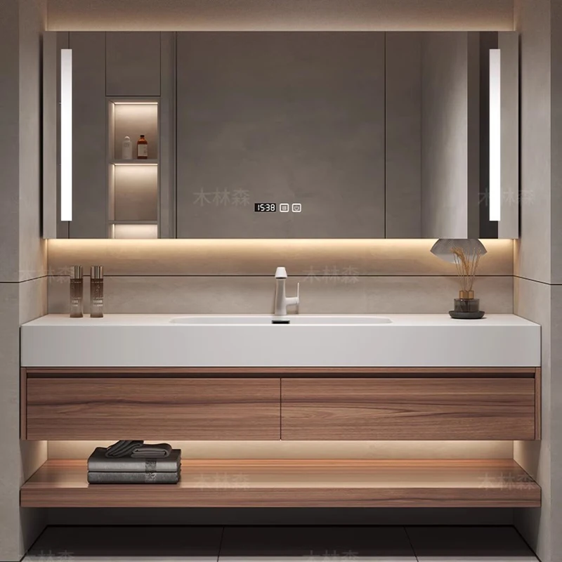 Salon Modern Bathroom Cabinet Washbasin Vintage Vanity Light Bathroom Cabinet Mirror Storage Mobiletto Bagno Furniture