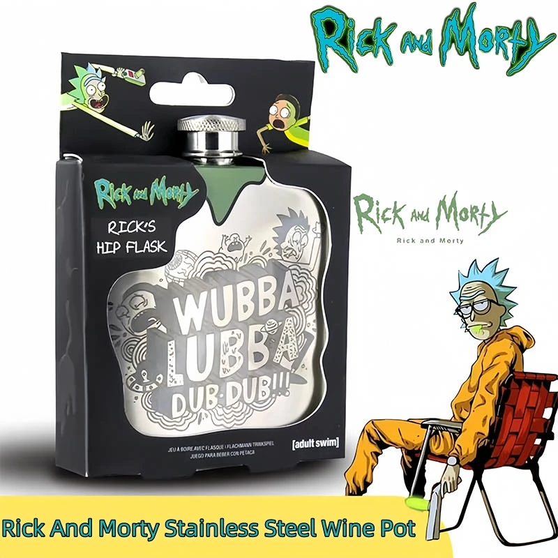 Rick And Morty caraffa per vino portatile Anime periferica in acciaio inossidabile pentola per vino in metallo raccogliere regali