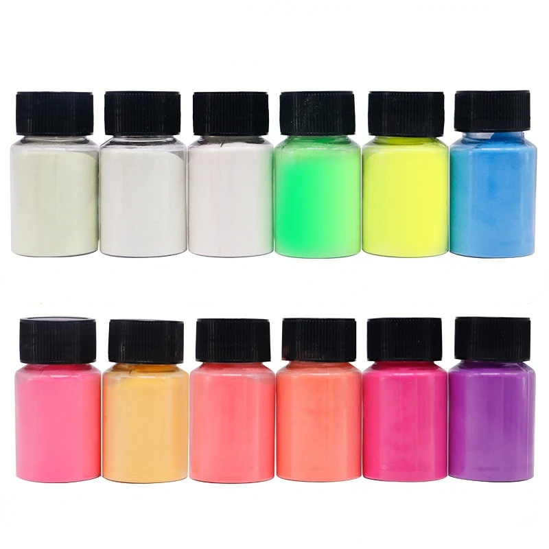 20g/30g 12-color Luminous Powder Set Long-term High-brightness Injection Manicure Fluorescent Powder for DIY Crystal Glue