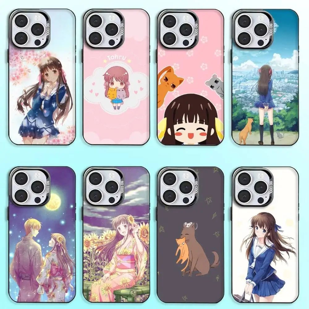 

Anime F-Fruit B-Baskets Phone Case For iPhone17,16,15,14,13,12,11 Plus,Pro Max Colored Silver Plated Inside Cover