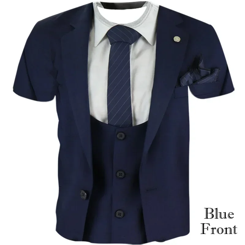 Summer New High-quality Men's Personality Business Suit Pattern 3D Printed Men's T-shirt Comfortable