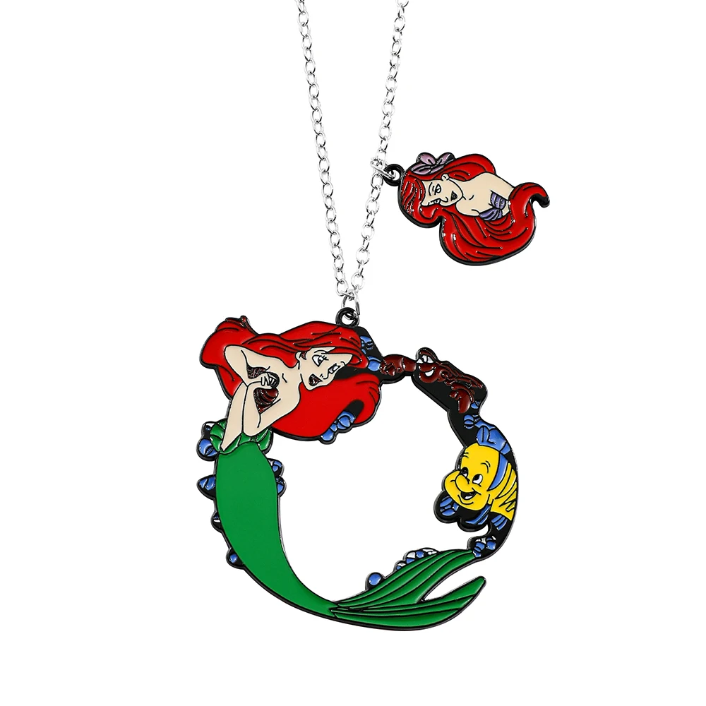 Disney Cartoon Creativity Sweet Cute The Little Mermaid With Necklace Exquisite Jewelry Necklace Pendant Deliver My Friend Gift