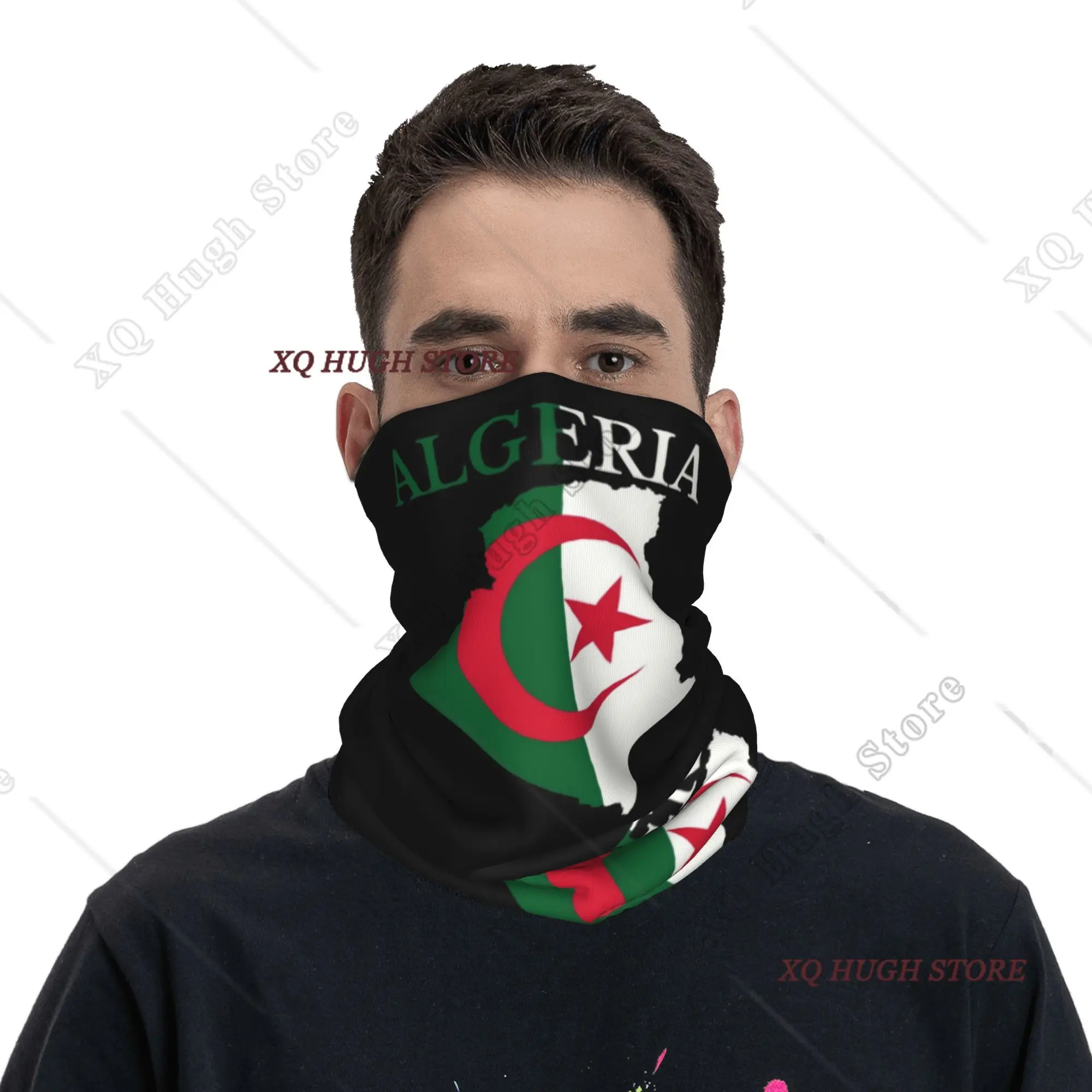 Benutzerdefinierte Algerien Flagge Karte Winter Stirnband Halswärmer Frauen Männer Ski Jagd Schlauch Schal Algerien Herz Gesicht Bandana Gamasche