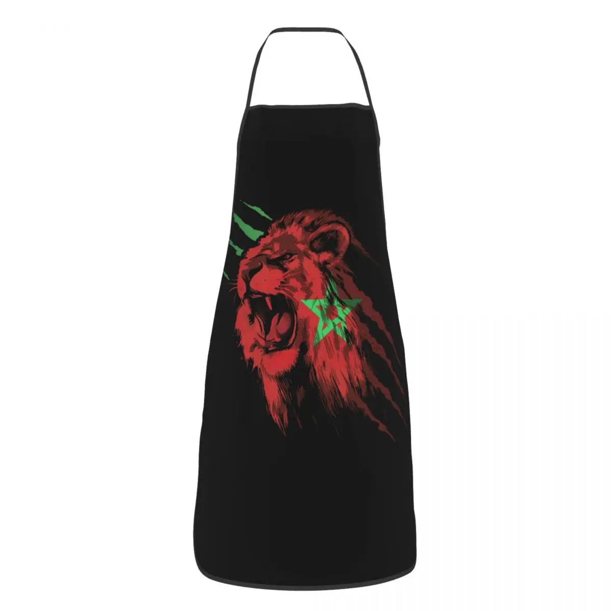 Funny Moroccan Atlas Lions Morocco Flag Bib Apron Men Women Unisex Kitchen Chef Tablier Cuisine for Cooking Baking Gardening