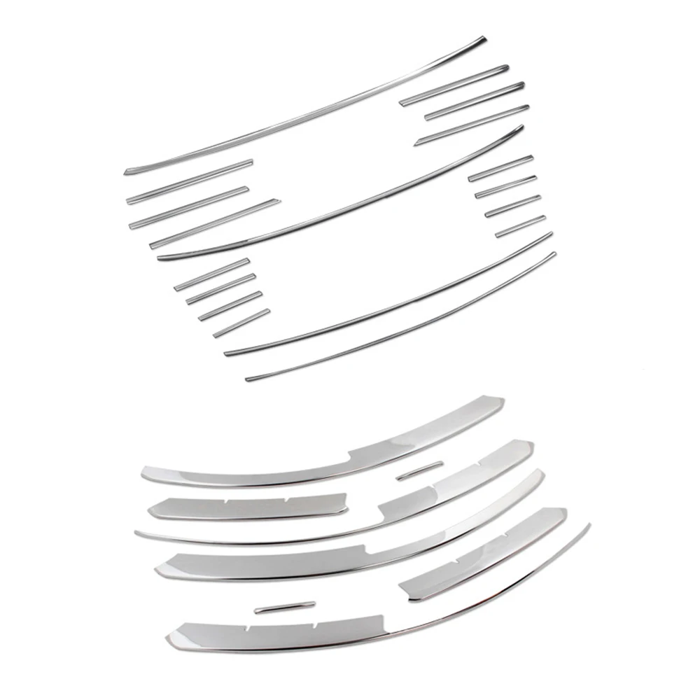 

For Audi A6 C6 4F 2009-2011 Car Front Fog Lamp Trim Center Grille Sticker Stainless Steel Strip Decor Cover Exterior Accessories