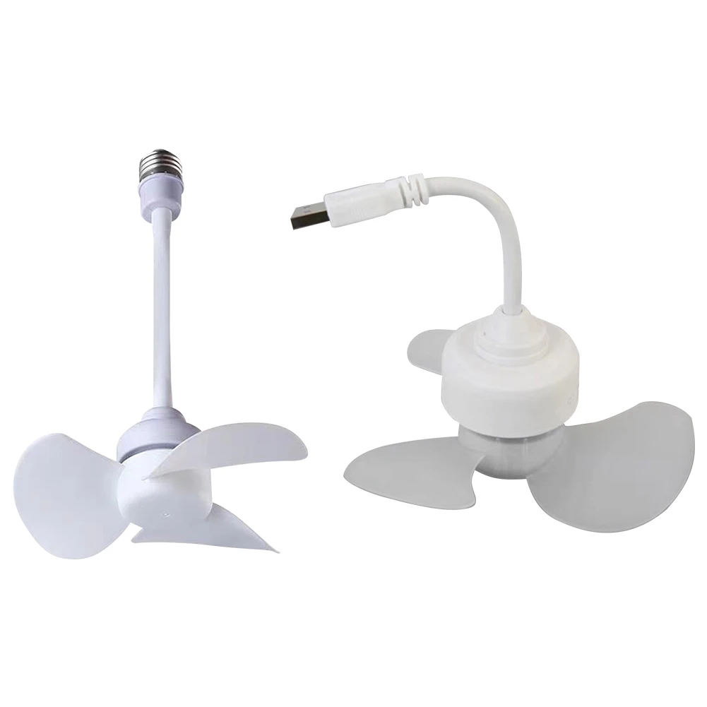 Socket Fan Light E27 Base/USB Indoor Ceiling Fan Light Hose Extender Light Bulb Fan with Socket for Bedroom Living Room