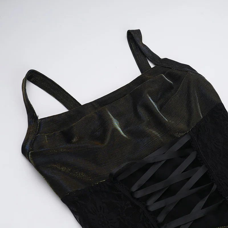 Black Gothic Long Dress Women Harajuku Style Bodycon Maxi With Lace Sheer Hem Ruched Waist Dark Alternative Fashion Party Outfit