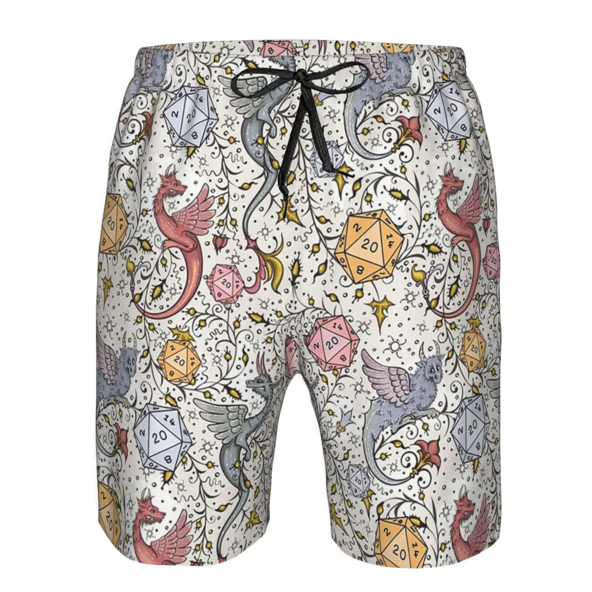 

Medieval Dragon And D20 Dice Dnd Pattern Trunks Beach Board Shorts Casual Quick Dry Swim Summer Men Pants