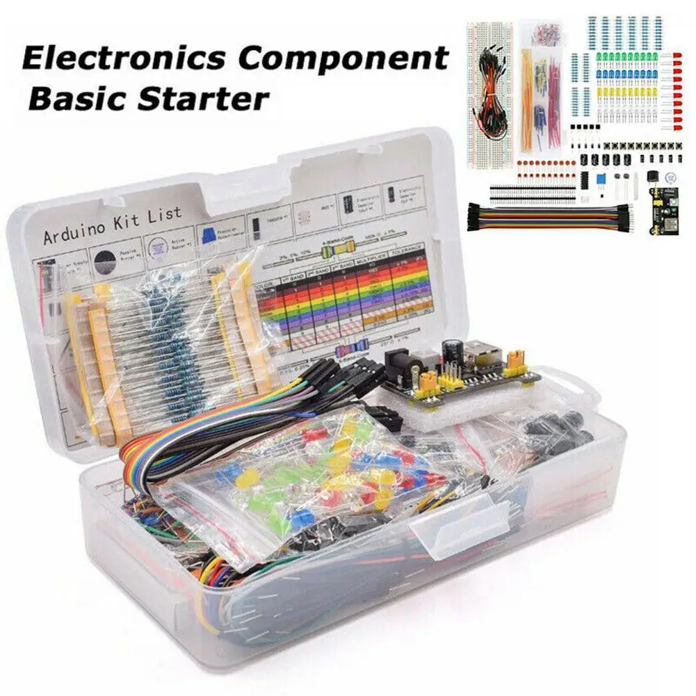 아두이노 R3DIY 프로젝트 스타터 전자 DIY 키트, 830 타이 포인트 브레드보드 전자 부품 세트, 상자 포함