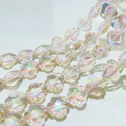 Iridescent Four Leaf Clover Crystal Beads Faceted Glass Lucky Loose Beads for DIY Jewelry Making Bracelet Necklace Crafts