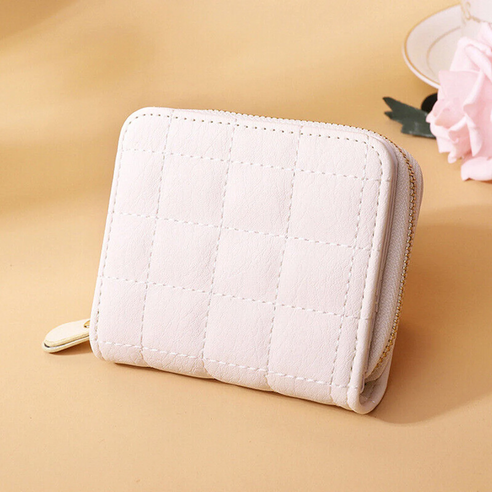 PU Leather Wallet Small Coins Credit Cards Zipper Card Holder Purses Fashion RFID Blocking Soft Leather Clutch For Women Lady