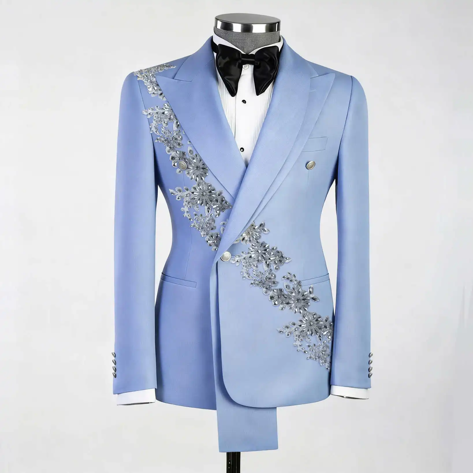 

Элегантные мужские костюмы из кристаллической ткани, 2 предмета, для свадьбы, вечеринки, жениха, смокинги, двубортные, на заказ, больших размеров