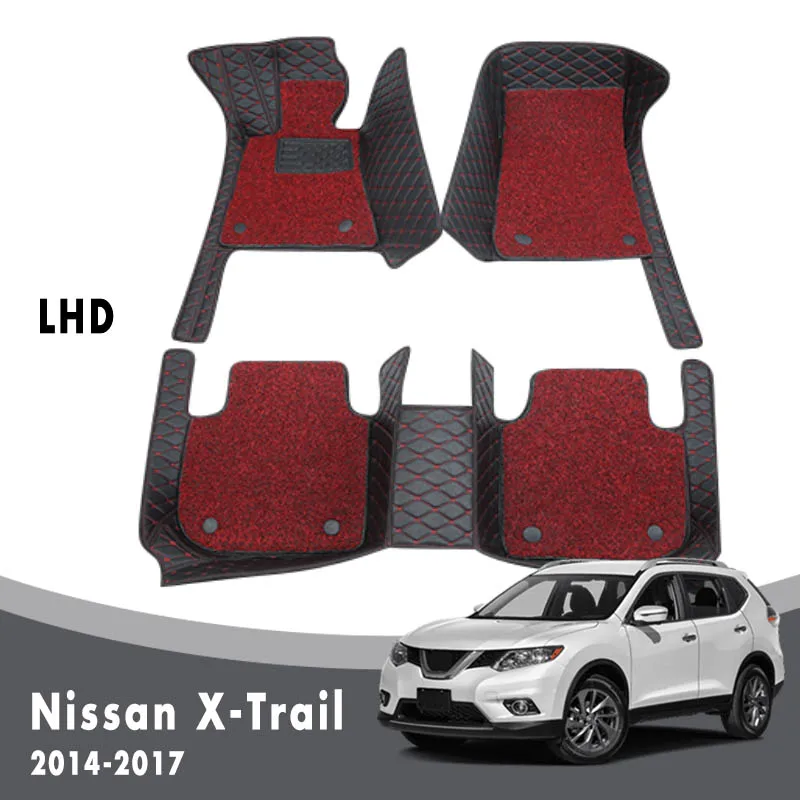 

Car Floor Mats For Nissan X-Trail Rogue T32 2017 2016 2015 2014 Carpets Luxury Double Layer Wire Loop Interior Accessories Rugs