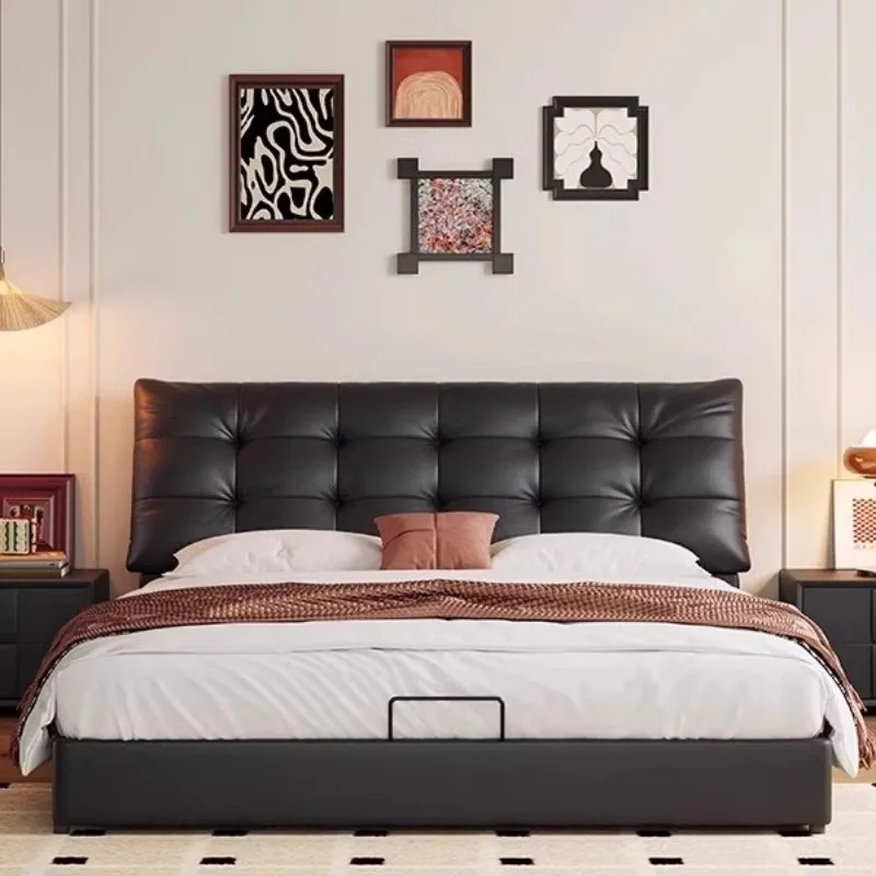 

Headboard Aesthetic Bed Bedroom Organiser Lounge Storage Bed French Frame Cama De Lujo Para Dormitorio Furniture Accessories