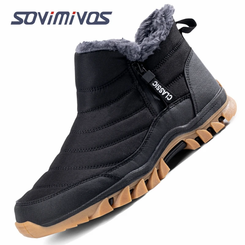 

Men Snow Boots for Women Winter Boot with Comfortable Warm Fur Lined Ankle Booties Outdoor Slip on Waterproof Short Boots