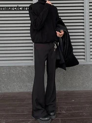 Mauroicardi Spring Autumn Long Black Soft Flare Pants for Mens with High Waist Korean Fashion Smart Casual Chic Trousers 2024