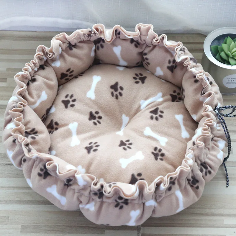 Soft Cat Bed Fluffy Adjustable Cat Cushion Round Warm Kittens Sleeping Basket Comfortable Touch Cats Mat Lightweight Pet Dog Bed