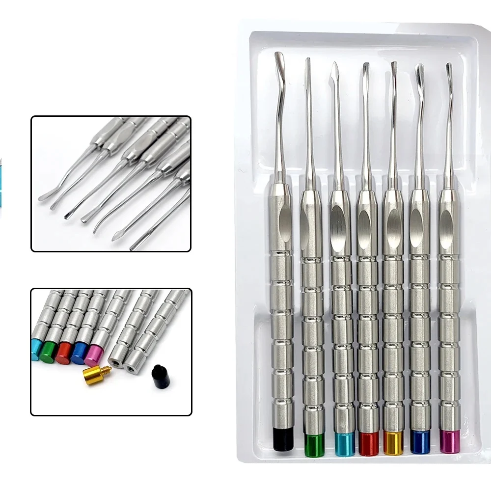 

7Pcs Dental Elevator Luxating Root Tooth Elevator Titanium Minimally Invasive Knife Extraction Dentist Tool