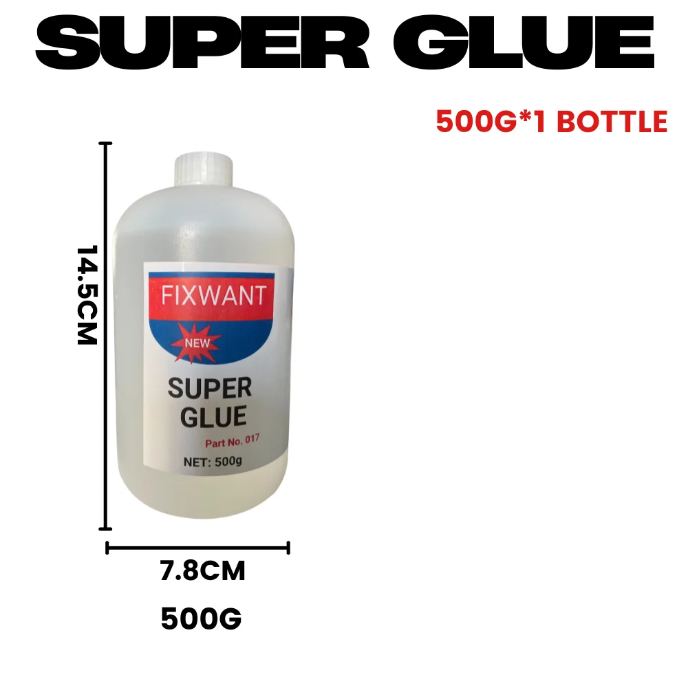 

500g Bottle Cyanoacrylate Super Glue Metal Plastic Wood Ceramic Repair Quick Dry Long Lasting Ultra Strong Fast Bonding Adhesive