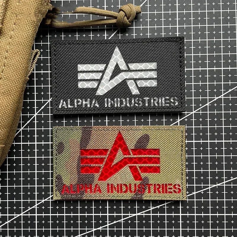 IR Alpha Armband Hook&Loop Patches Reflective Combat Applique Tactical Military Patch Morale Badge For Backpack Clothes Sticker