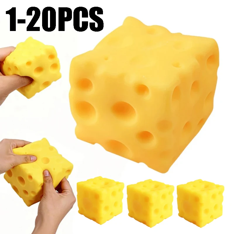 //Cheese Novelty Squeeze Toy Soft Rubber Bouncing Sensory Fidget for Anxiety Relief Focus Training Relaxation Fun Cheese Shape