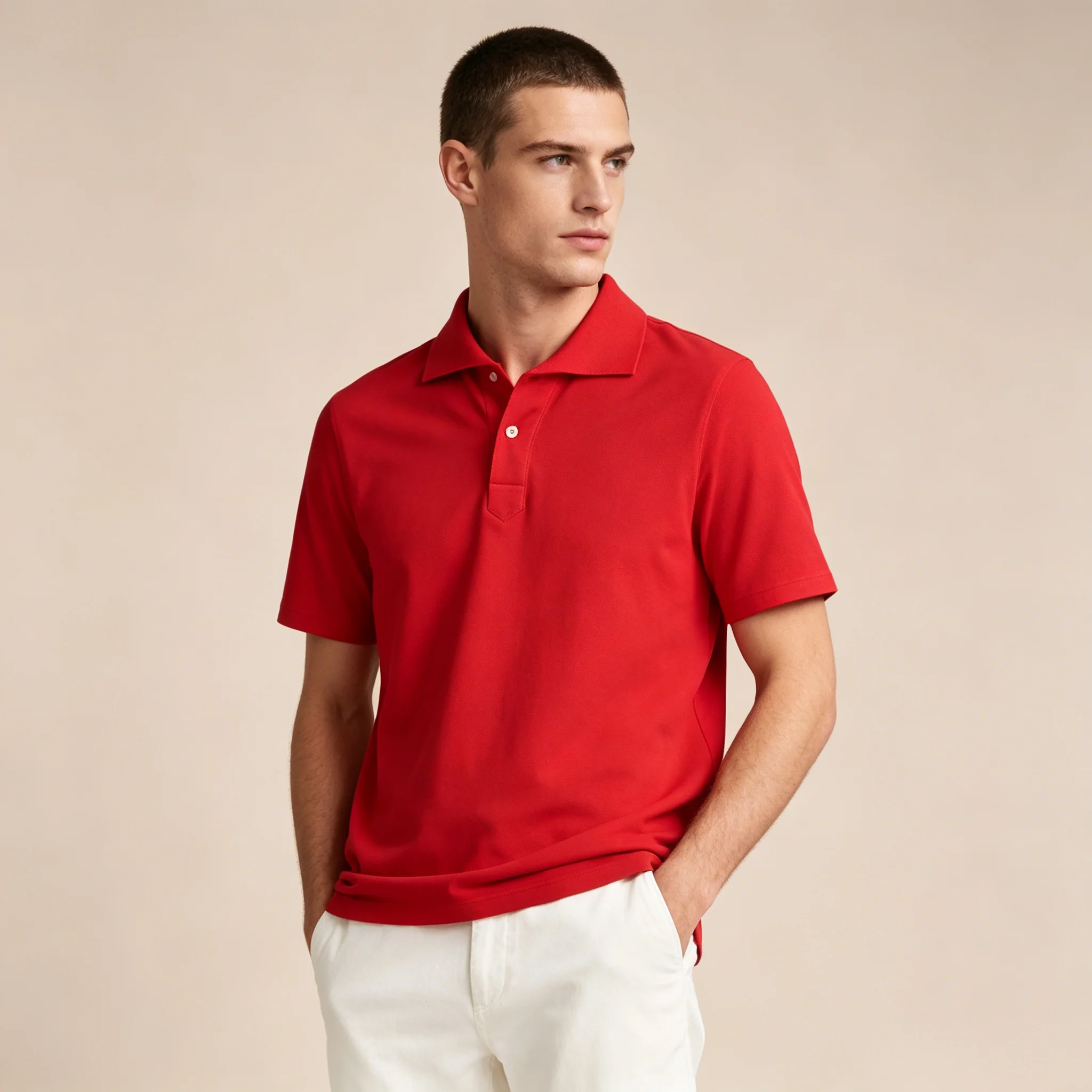 100% Pure Cotton Men's Short Sleeve Polo Summer Cozy Skin-friendly Plain Top Casual Men's Clothing