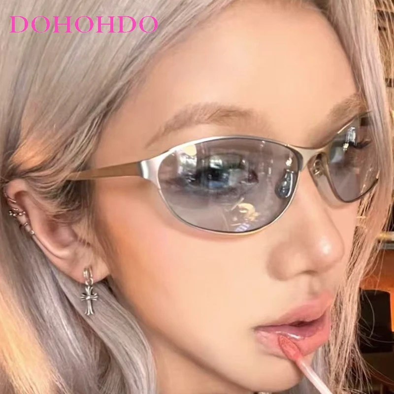 

Trendy Punk Y2K Cat Eye Metal Women Sunglasses Fashion 2025 New Men Sunglass Driving Shades Travel Shade Goggles UV400 Lentes