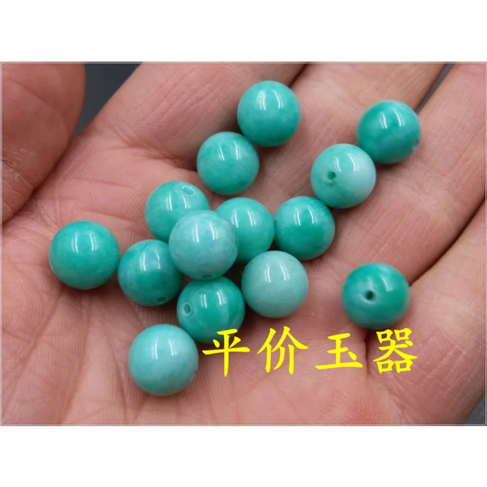 Green Pure Natural 10mm Blue Jade Bead 10pcs/set 10mm Jade New Tianhe Stone Round  Loose Beads 10mm Blue Jade Beads