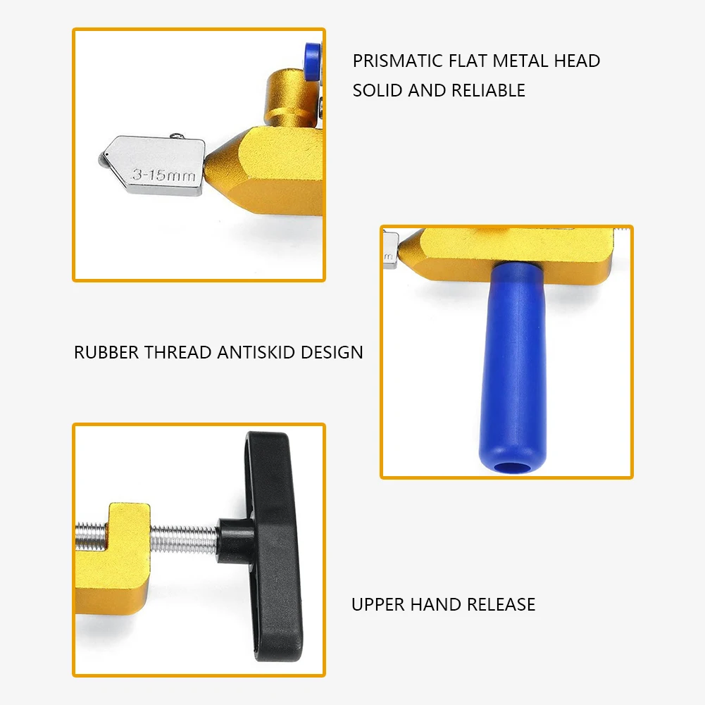 Imagem -05 - Vidro Cortador de Telha Cerâmica com Faca Roda Cortador de Vidro de Diamante Quebrando Alicadores Ferramenta de Corte de Vidro de Telha Manual Ferramentas Manuais em 1