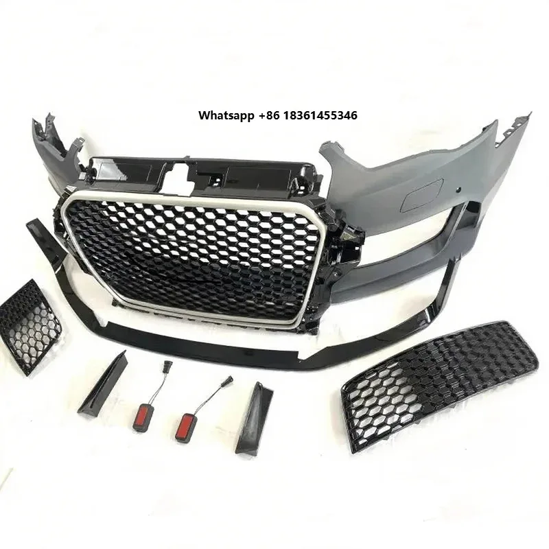 

For A3 8V S3 2013-2016 RS3 Style Body Kit, Front Bumper with Grille & Diffuser