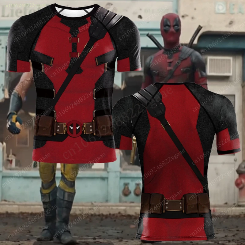 T-shirt Deadpool Wolverine pour hommes et enfants, costume adulte 3, t-shirt à manches courtes, uniforme d'entraînement Smile Hero, haut de survêtement, été 2024