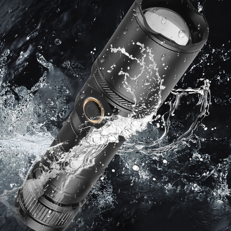 Led Flashlight XHP70.2 500000LM Torch For Camping Hunting Light Aluminum Alloy Waterproof Lantern Type-C USB Power 26650 Battery