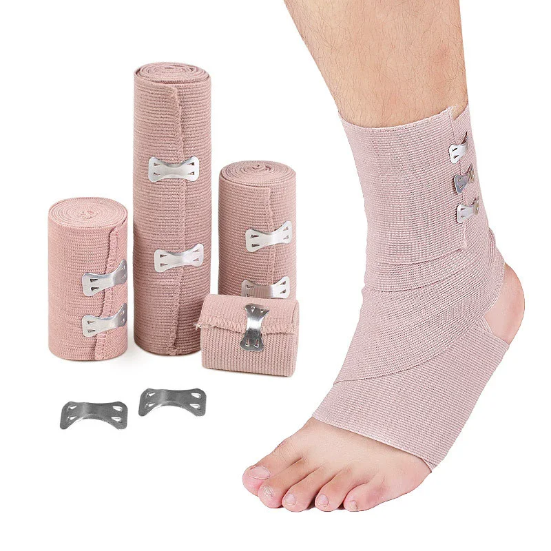 1Roll Elastic Compression Bandage Wrap With Clip Sports Bandages Tape For Ankle Wrist Arm Leg Sprains First Aid Bandage