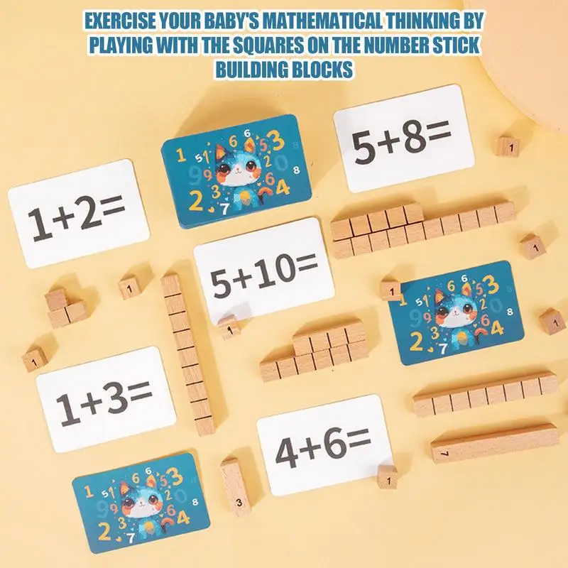 Matemática Manipulativos Contando Cubos com Atividade Cartões, Brinquedos De Madeira Criança, Pré-escolar Matemática Manipulatives Toy, Homeschool