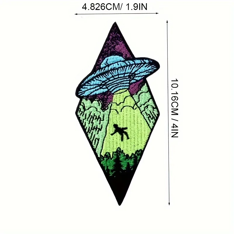 1PC UFO Alien Embroidered Iron-On/Sew-On Patches – Cosmic, Outer Space, Applique for Jackets, Backpacks, Jeans & DIY Deco