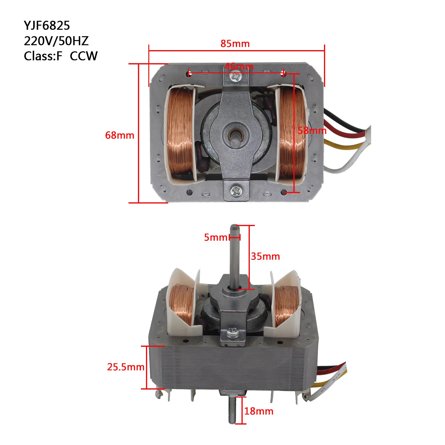 YJF6825 220v 50HZ F CCW Hood pole motor motor range hood fan motor replacement oven motor air frye