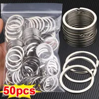 Porte-clés en acier inoxydable, 25/30mm, ligne plate ronde, anneaux fendus, pour la fabrication de bijoux, porte-clés poli, résultats de bricolage, 10 à 50 pièces 1
