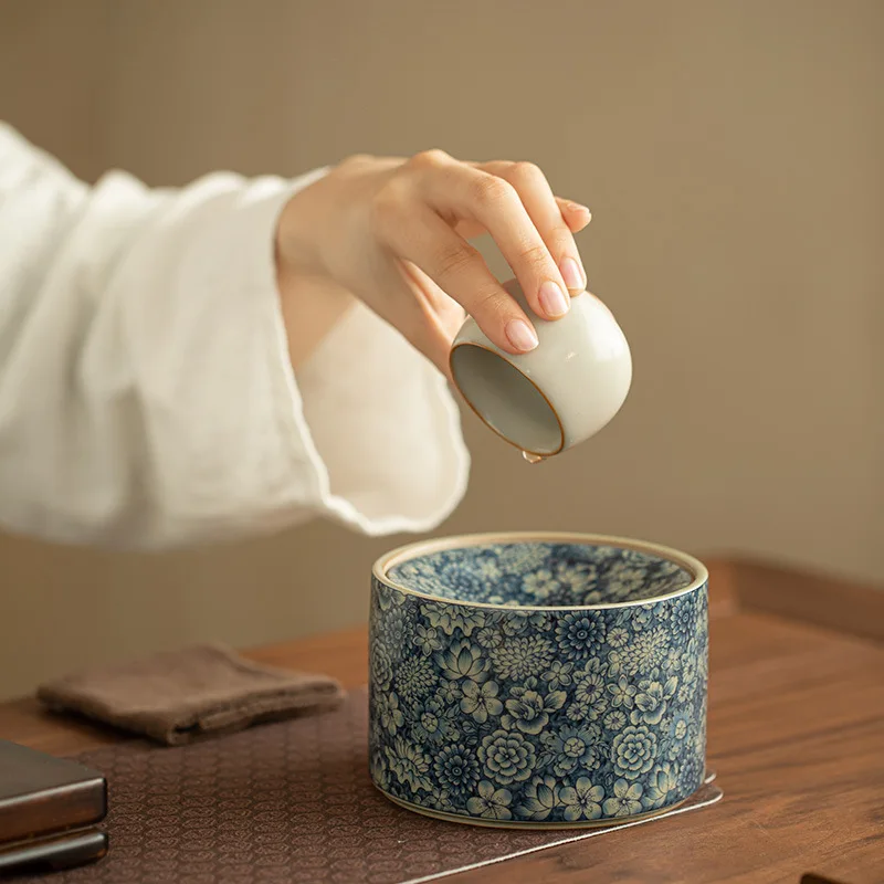 Jingdezhen Antique-Style Old Clay Ceramic Set Accessories Residue Bucket Waste Jar Jian Shui Tea