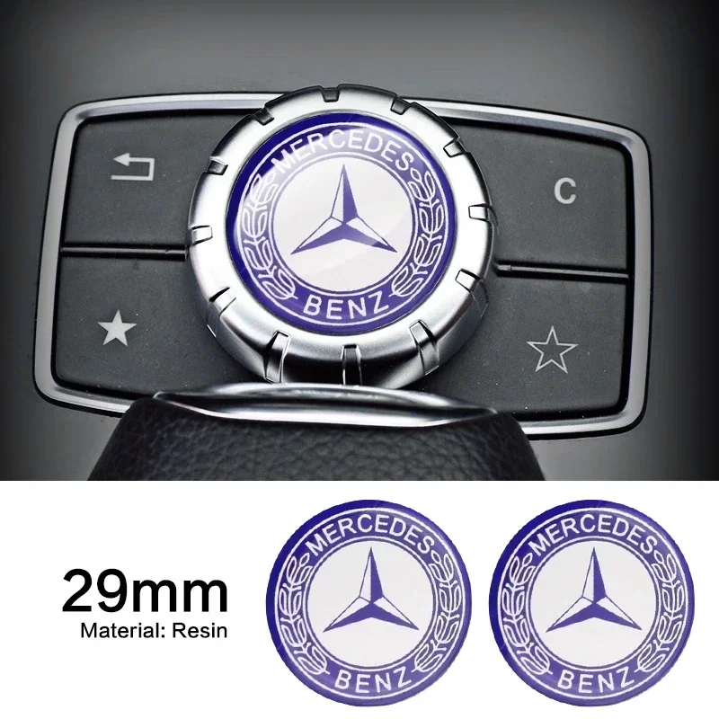 1pcs 29mm Car Small Media Control Sticker For Mercedes Benz A C E R M class CLA GLA  AMG W204 W210 W124 W205 W203 Car Gadgets